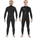 Ocealite Men’s Front Zip Full Wetsuit, 3mm 4/3mm 5/4mm Neoprene Wetsuits for Surfing, Diving, Snorkeling, Swimming, Flatlock or Blind-Stitch, PU Knee Pads (Mens 3mm Black, XXX-Large)