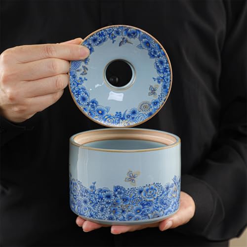 Cendrier céramique rond décoratif avec couvercle anti-odeur pour table de salon et bureau