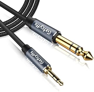 Gxfcyffs 3.5mm to 6.35mm Cable 2M, 1/8 inch Male to 1/4 inch Male TRS Cable with Nylon Braided, Silver Plated Copper Core 6.35 to 3.5 Cable Compatible with Car Amplifier Speaker Earphone Laptop