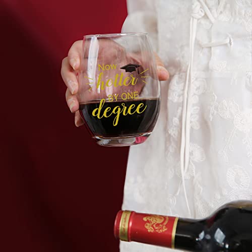 Jogskeor Now Hotter By One Degree Stemless Wine Glass 15Oz, Graduation Gifts For College Graduates, High School Graduates, Grad Gifts For Sisters, Friends, Classmates #TOP1