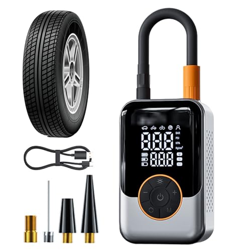 Tire Inflator, Portable Air Compressor, High Pressure Power Bank Function, Digital Lcd Display for Car Tires, Vehicle, Men, Motorcycles, Bicycle and Travel Use