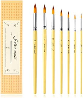 Fuumuui Artist Paint Brush Set-7pcs Nylon Hair Round Tip Tipped Paint Brushes for Oil,Watercolor,Acrylic,Gouache Painting
