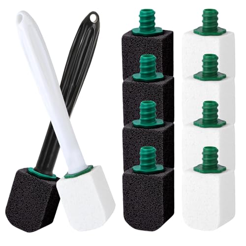 Piedra Pomez para Limpieza WC,10 Recambios de Piedra Pomez,con Asa Reutilizable,Limpieza Eficaz de La Piedra,para Baños,Cocinas,Fregaderos y Lavabos(Negro Blanco)