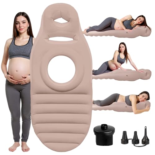 Inflatable Pregnancy Pillow with Belly Hole, Full Body Pregnancy Pillow for Stomach Sleepers, Belly Pillow Pregnancy Mattress for Sleeping, Maternity Massage Pillow Pool Float for Pregnant Women