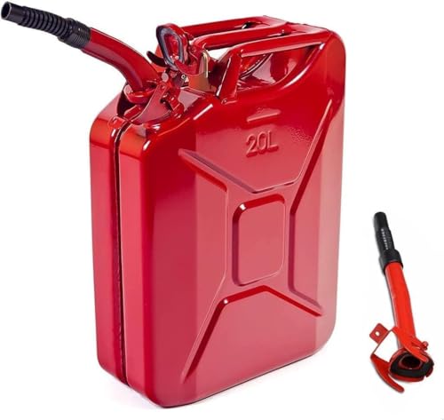 FIXAPIWK 5 Gallon Metal Container with Spout and Handle, Trucks Cars Motorcycle (Red, 1PCS)