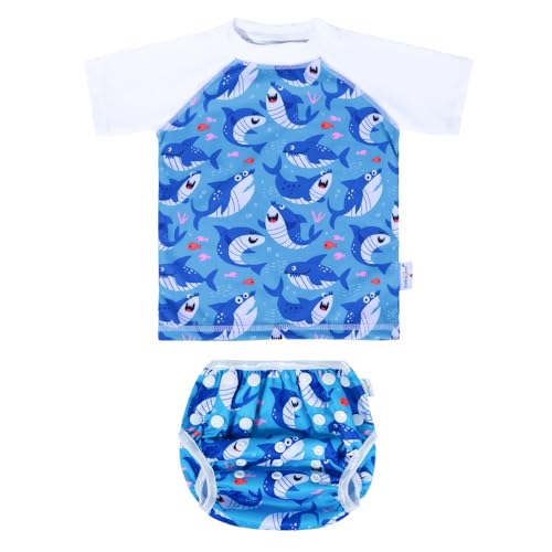 Image of babygoal Baby Swimsuits with Reusable Swim Diaper 2 Piece Bathing Suit UPF 50 Sun Protection for Infant Toddler Boy Girl