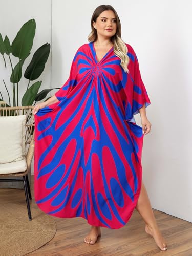 Image of Kaftan Dress for Women - Plus Size Caftan Maxi Beach Dress Moo Moos Loungewear, Swimsuit Cover Up for Beach, Pool or Vacation