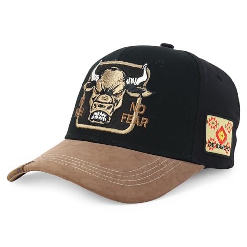 Trendy Apparel Shop Bull Embroidered Western Snapback Trucker Cap - Black Brown 4