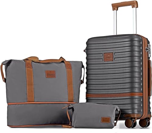 Joyway Maleta De Viaje De Abs Rígida, Ampliable, Juego De Maletas Con Cerradura Tsa Y 4 Ruedas. El Juego De Equipaje De Mano Contiene 1 Bolsa De Viaje Y 1 Neceser, Gris, Juego De Maletas Joyway Maleta De Viaje De Abs Rígida, Ampliable, Juego De Maletas Con Cerradura Tsa Y 4 Ruedas. El Juego De Equipaje De Mano Contiene 1 Bolsa De Viaje Y 1 Neceser, Gris, Juego De Maletas