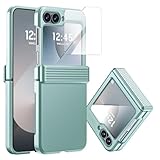 CENMASO for Galaxy Z Flip 6 Case/Z Flip 7 FE Case with Hinge Protection & Built-in Screen Protector, Ultra-Thin Full-Body Shockproof Protection Phone Case for Z Flip 6/Flip 7 FE-Mint Green