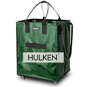 HULKEN - (Große, Grün) Wiederverwendbare Einkaufstasche auf Rädern. Der Einkaufswagen trägt bis zu 30 kg. Der klappbare Einkaufstrolley hat robuste Griffe und Reißverschluss, ist flach und faltbar