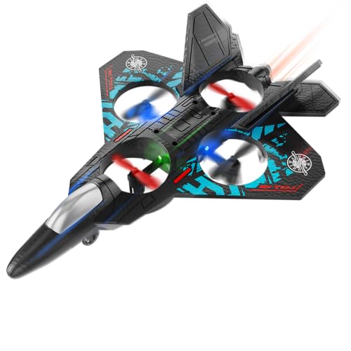 BEZGAR RC Airplane Toy for Kids, Fighter Jet with LED Lights & 360° Flip