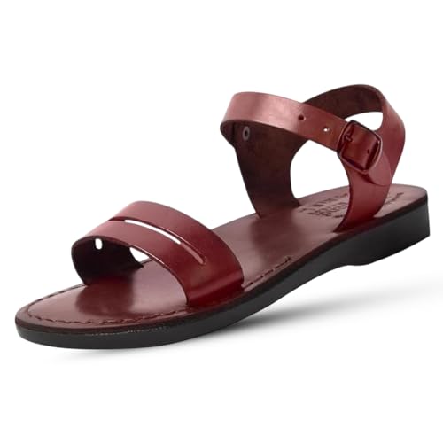 Image of Holy Land Market Men /Women Biblical Jesus Leather Sandals /Slides From Jerusalem (Samaria Style I)