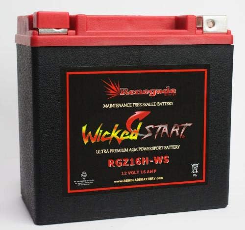 Snowmobile Battery; RGZ16H-WS;Yamaha (2006-2010) RX10GT Apex / (2016-2017) RX10L Apex / (2008-2010) RX10LT, RX10LTGT Apex / (2005-2007) RX10M Mountain 350+ CCA's