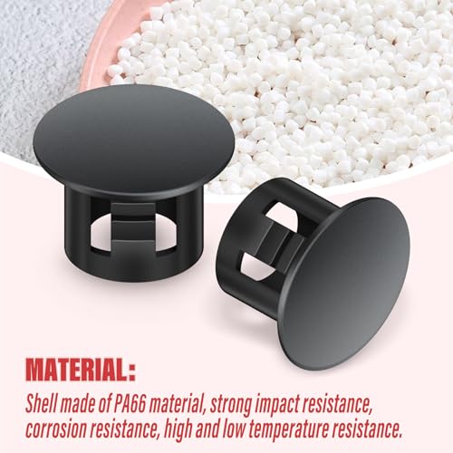 Image of 300PCS 1 /4 inch Plastic Plugs Hole, Black Round PA66 Plug Furniture Hole Decorative Cover