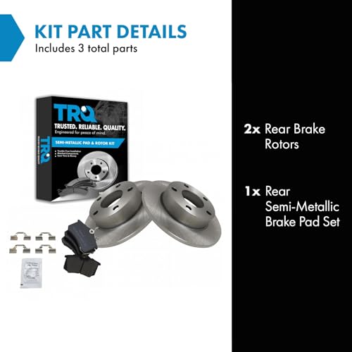 Image of TRQ Rear Brake Pad and Rotor Set Semi Metallic Solid Rotors 245mm Diameter
