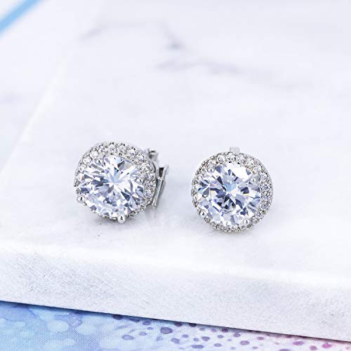 Yoqucol AES061 Bright 10Mm Cubic Zirconia Clip On Earrings Crystal Round Non Pierced Stud thumb #4