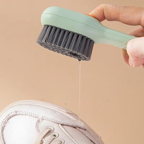 Miniatura 5 de 1 Unidad De Cepillos De Zapatos Multifuncionales De Dispensación De Líquido, Herramienta De Limpieza De Zapatos Para El Hogar, Cepillo De Limpieza De Tipo Presión, Cerdas Suaves