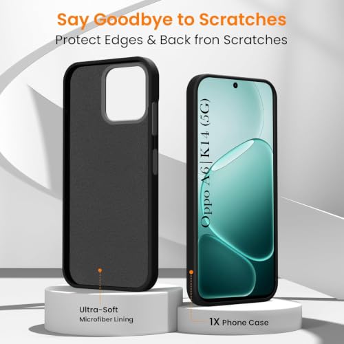 Image of Jkobi Rubberised Back Cover Case for Oppo A6 5G | Oppo K14 5G(Textured Grip Design | Micro-Fiber Cloth Inside | Slim and Light Weight | Soft Touch and Feel)