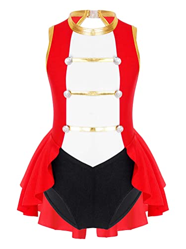 Alvivi Maillot de Danza Ballet para Niña con Lentejuelas Rendimiento Leotardo Gimnasia Rítmica Body de Patinaje Artístico Disfraz de Bailarina Carnaval 4-16 Años B Rojo 10 años