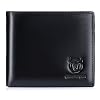 BULLCAPTAIN RFID Wallets for Men Slim Bifold Genuine Leather Front Pocket Wallet with 2 ID Windows QB-05 (Black)