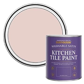 Rust-Oleum Pink water resistant Kitchen Tile Paint in Satin Finish - Pink Champagne 750ml