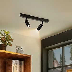 Plafonnier LED 2 Spot Orientable Eofiti Noir Spot de Plafond avec 2x Ampoules LED G9 3W 360LM Éclairage de Plafond 3000K Blanc Chaud Luminaire Plafonnier Spots pour Chambre Salon Cuisine Couloir