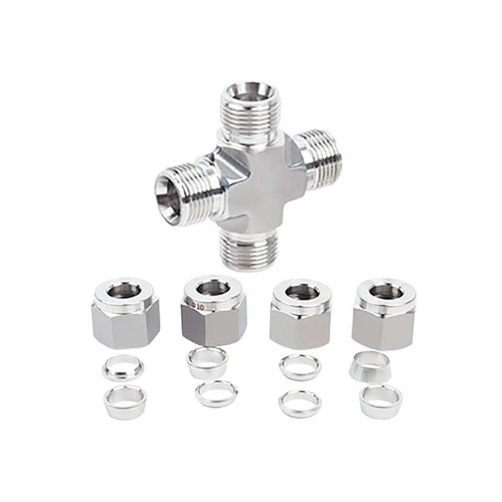 Accesorio De Tubería Transversal De Acero Inoxidable 316, Unión De Compresión De Virola Doble De 4 Vías, Pieza De Repuesto De Conector De Tubo Resistente A Altas Temperaturas(0.25 inch LOK)