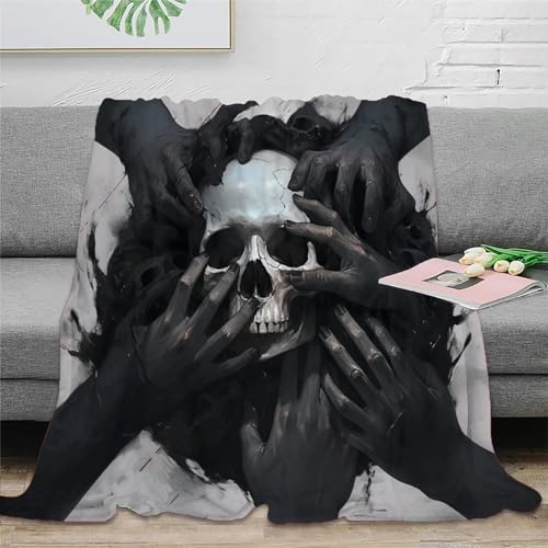 Strunt Calavera Manta De Estilo Terror,Manta De Sofá Suave,Manta De Cama para Todas Las Estaciones,Manta De Franela Mullida para La Cama Y El Sofá 50x60inch(127x152cm)