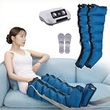 Bottes PressothéRapie Jambes Et Ventre Et Bras,6 Chambre PressothéRapie Lipoedeme Appareil,Masseur Jambes Drainage Lymphatique,Masseur De Compression D'Air éLectrique (Bleu, 2jambes)