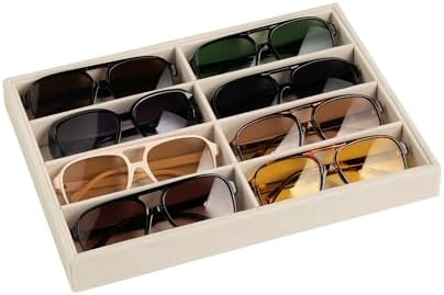 Frebeauty 8-Slot Sunglass Organizer,Velvet Sunglass Holder for Drawer