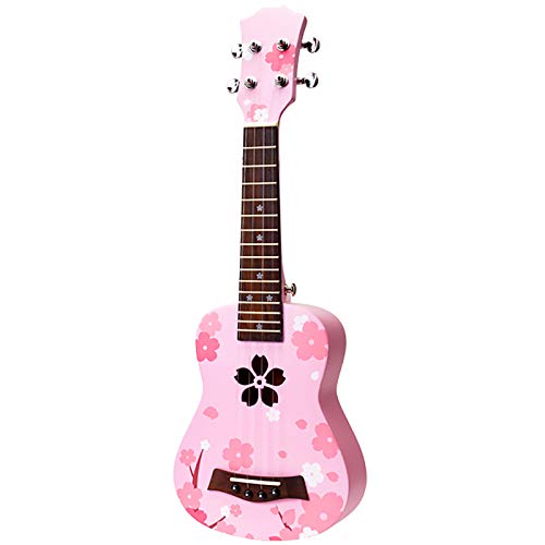1個ウクレレアコースティックギターピンク楽器の小さなギターフラワーサウンドホールウクレレ弦拭き巾ギターケーブルウクレレピック