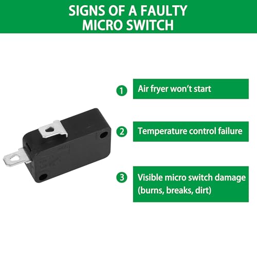 KW7-0 Micro Switch, Replacement for Air Fryer XL, Power XL, Vortex, Microswitches for Microwave Oven & Induction Cooker - Normally Open, 16A 125V/250V, 2Pins 1NO 1NC