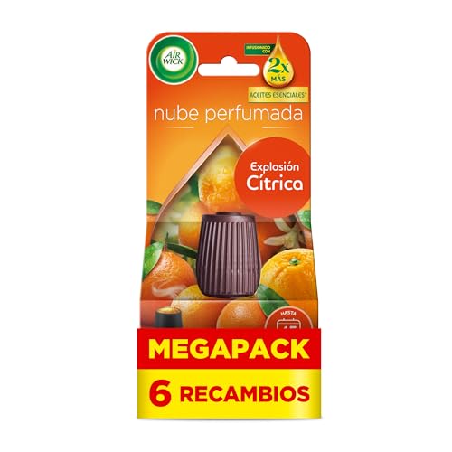 Air Wick Essential Mist - 6 recambios de ambientador difusor aceites esenciales para casa con aroma a Explosión Cítrica