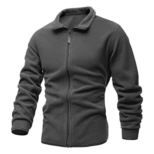 JEsilunmaMY Men's Fleece Jacket Full Zip Long Sleeve Stand Collar Coat Slim Fit Solid Color Casual Winter Sweatshirt Jackets