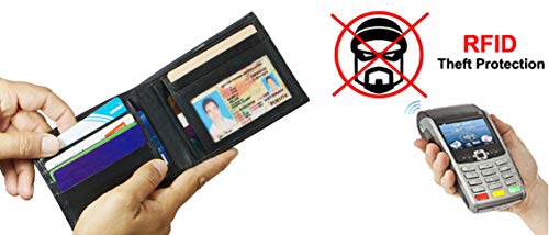 Slim Bifold Mens Wallet RFID Signal Blocking Protection Black2