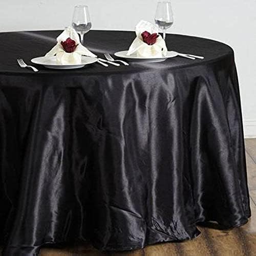 BalsaCircle Mantel redondo de satén negro de 108 pulgadas para bodas, fiestas, catering, cocina, comedor, eventos, cocina y comedor
