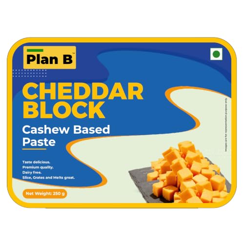 Image of Plan B Plant-Based Cheddar Cheese Block 250g | Dairy-Free, Lactose-Free, Ideal for Melting, Grating & Cooking - Made with Cashews - Delicious Cheese Alternative