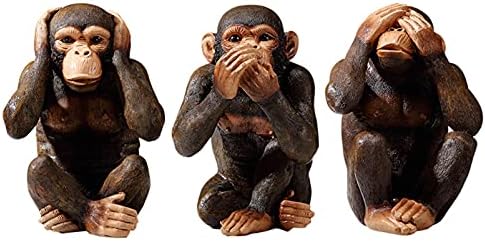 TCIUXYQ 3 Wise Monkeys Statue Hear-No, See-No, Speak-No Evil Three Truths of Abstract Art Monkeys Figurine Brown 7.8" Resin Modern Home Decorative Ornaments,Men Office Desk Decor Gifts,Resin
