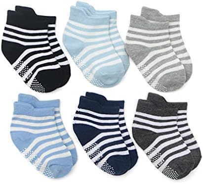 WuTu Baby Socks, Anti-Slip, Children's Socks, 0-8 Years, 3.9-6.3 inches (10-16 cm), Set of 6, Color Variations, Babies, Boys, Girls, Comfortable, Plain, Room Socks, Kids