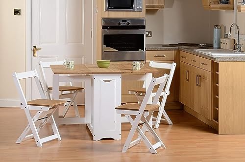 Image of Furniture 321 Santoss Butterfly Dining Set in White/Distressed Waxed Pine