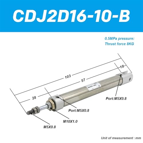 Cilindro doble efecto CDJ2D16 para solucionar fallos de espacio en sistemas neumáticos 3
