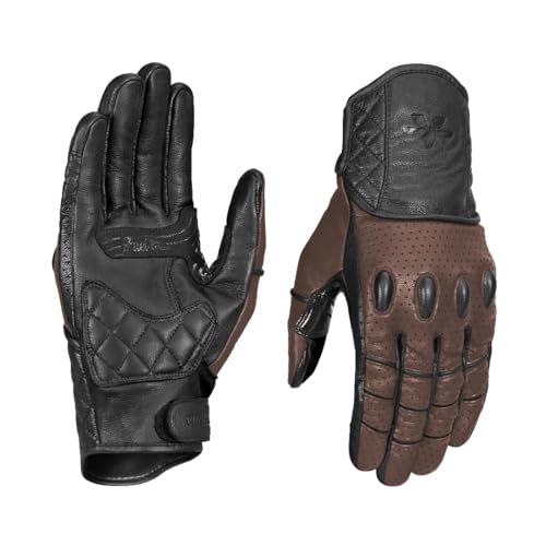 ViaTerra Fuel Retro Motorcycle Gloves Brown Large