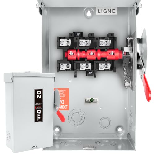 2026 Upgrade 60 Amp Disconnect Switch 3 Pole Safety Switch Non-Fusible NEMA 3R Standards Galvanized Steel Anti Corrosion and Rust Prevention 10-Year Warrnaty Indoor&Outdoor