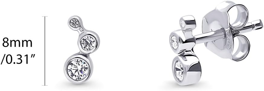 BERRICLE Sterling Silver Helix Cartilage Stud Earrings for Women, Cubic Zirconia CZ - Bar, Bubble, Crescent Moon, Flower, Leaf, Rose Flower, Graduated Styles