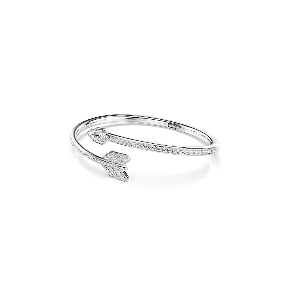 Swarovski Idyllia Kollektion Armreif, Gemischte Schliffe, Pfeil, Weiß, Rhodiniert