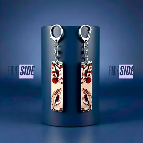 Image of Dem-on Slayer Anime Acrylic Glowing Eyes Keychain | Luminous Eye Glow Key Ring | Premium Otaku Accessory for Bags, Bikes, Cars, Backpacks & Key Holder
