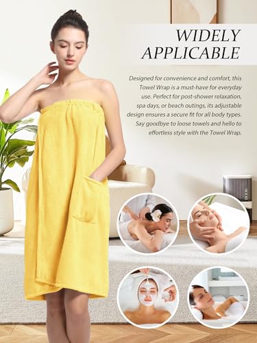 Image of Women'S Soft Wrap Towel Full Length,Bath Robe After Shower Female Plush Long,Spa Bathrobes Lightweight With Pockets