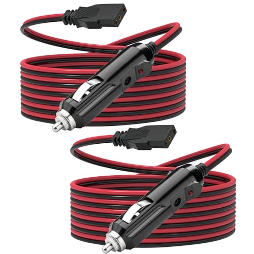 Ullnosoo CB Radio Power Cord, 2 Pack 3 Pin 2-Wire with 12V Lighter Plug Compatible with Cobra Galaxy Stryker Midland Uniden Connex Victrola, 4.8ft 16AWG Heavy Duty Power Cable CB Ham Radio Accessory