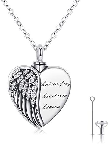 Ashes Jewellery 925 Sterling Silver Rose Gold Angel Wing Pendant Urn Necklaces for Ashes Keepsake Cremation Jewellery for Ashes Memory Gifts for Mum Dad Women Dog